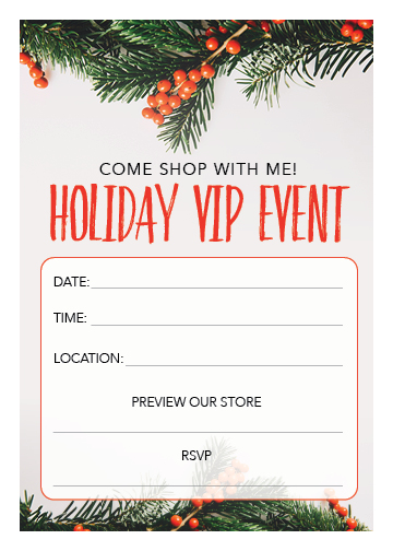 VIP Event – Holiday Invite 1 – Fillable 5×7