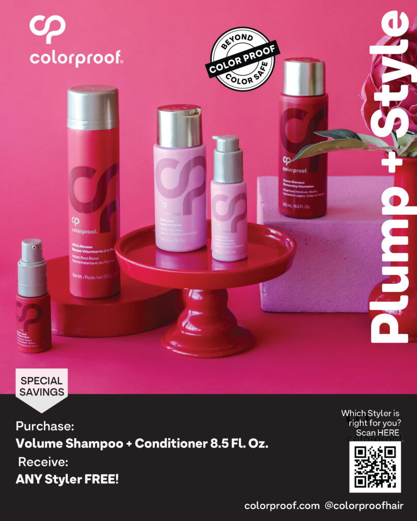 Coloproof – Volume Shampoo & Conditioner + Free Styler – Print 8.5×11
